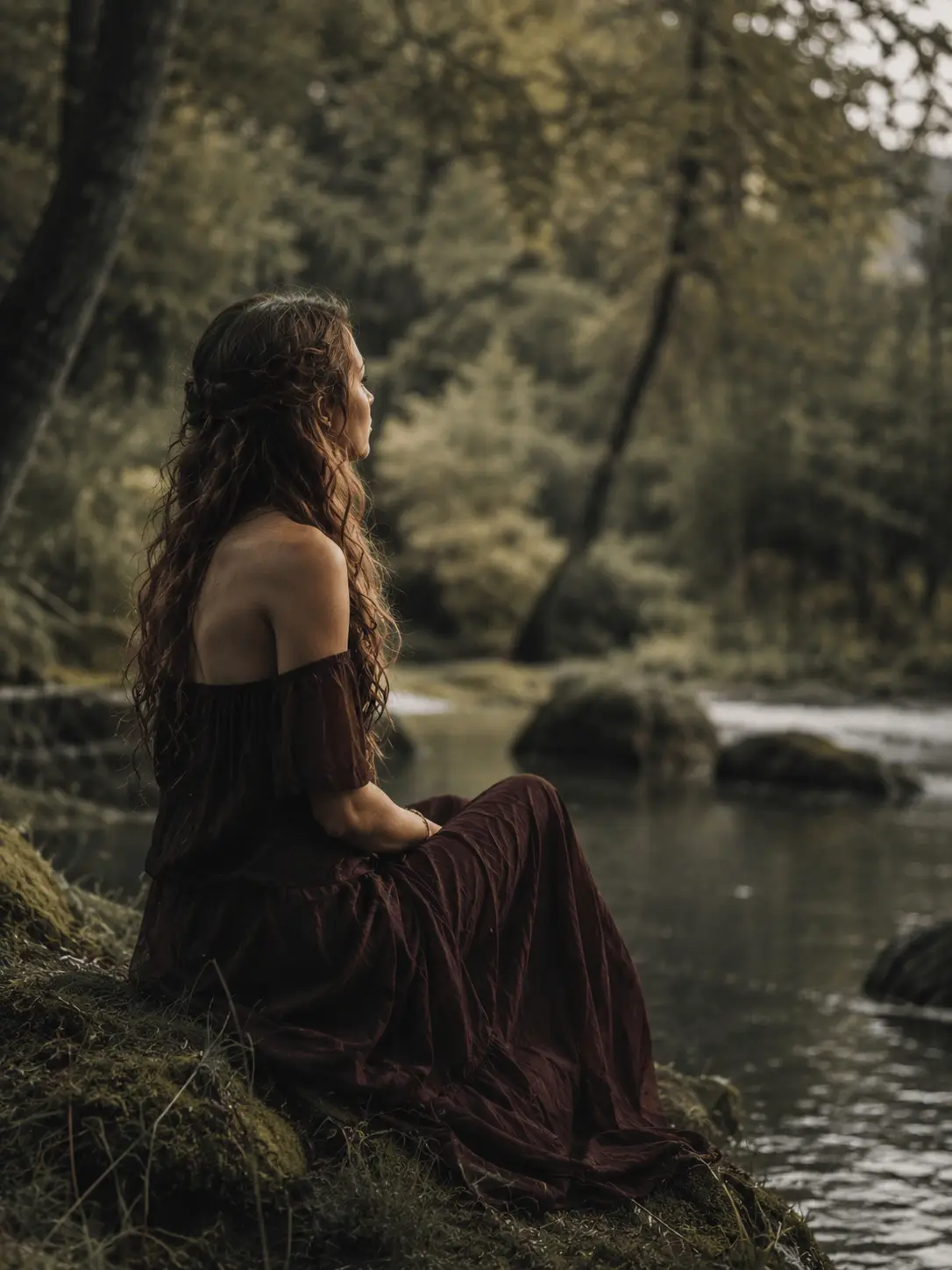 Frau in einem stillen Moment in der Natur